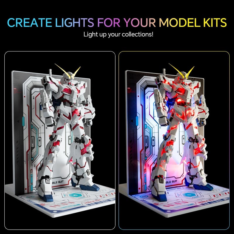 LBASE Wireless LED Light Set Compatible for Gundam PG MG RG HG MGSD Q Models, Wireless Induction LED Lamp Beads, Model Add Lights (-4th & Display Stand) - Image 3